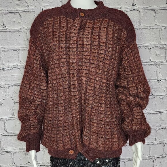 Avon Celli Wool/Mohair/Alapaca Burgundy Reversible Bomber Jacket, Women's XL - Picture 2 of 11